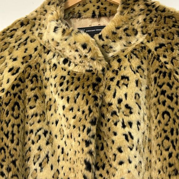 INC International Concepts Leopard Faux Fur Jacket Women Large Lined 3/4 Sleeve - Picture 5 of 5
